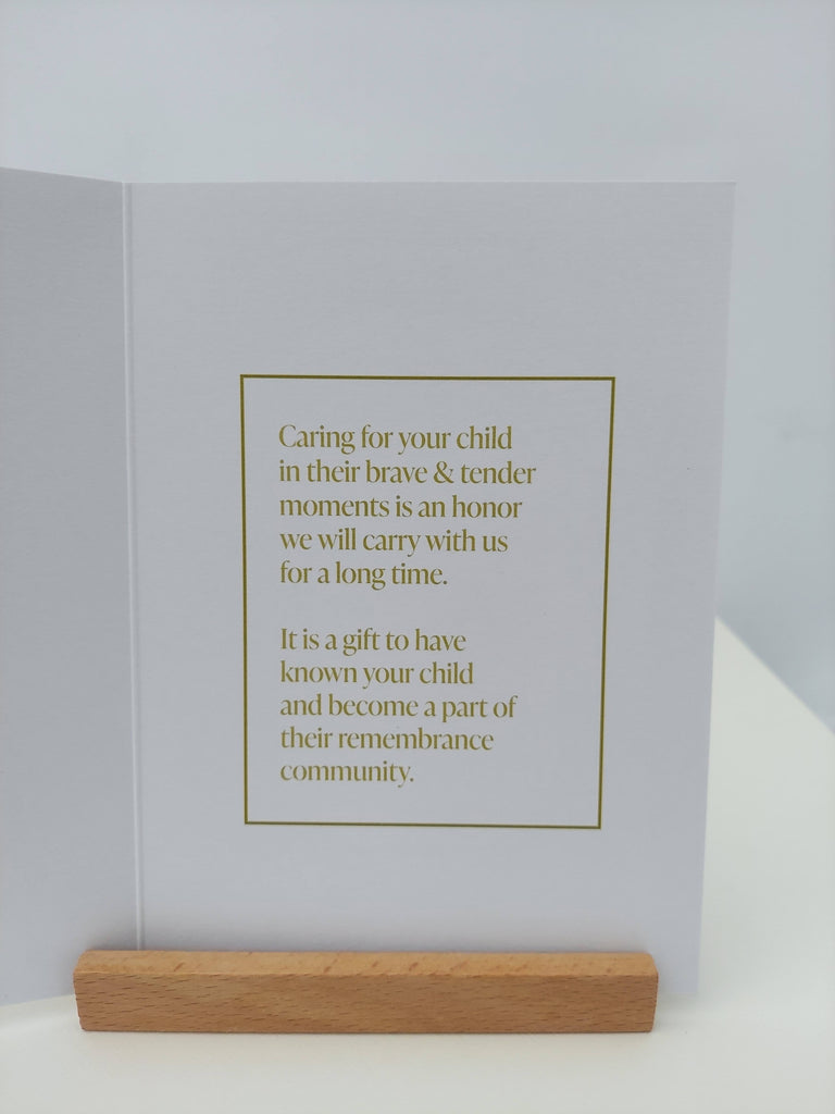 Brave and tender sympathy card inside text
