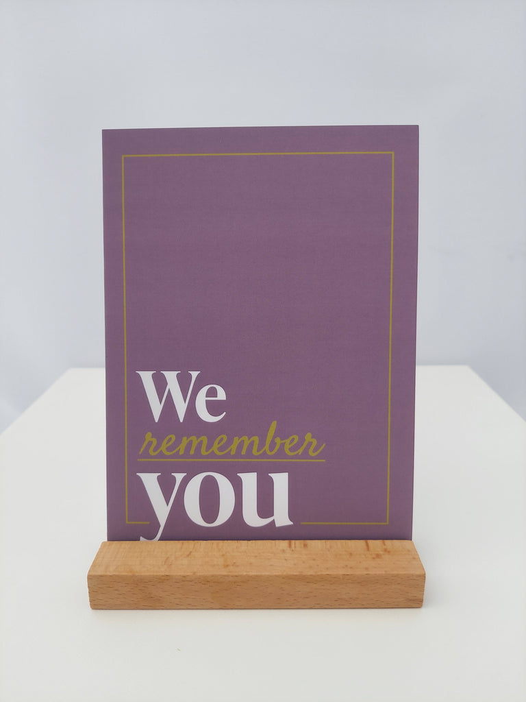 We Remember You sympathy card in purple for pediatric patient