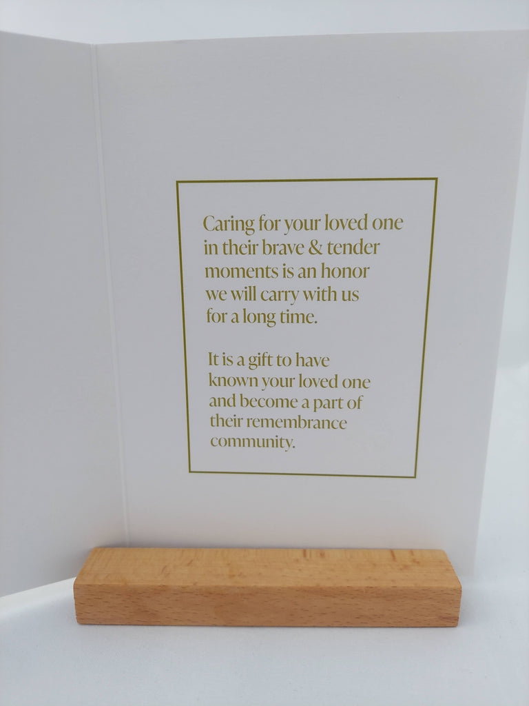 Brave and tender sympathy card inside text